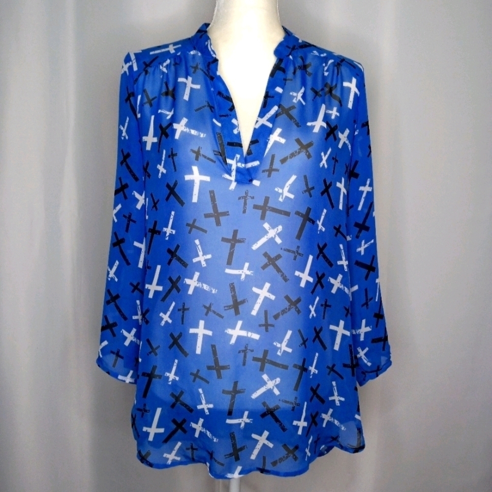 Rue21 Cross Graphic Sheer Blouse